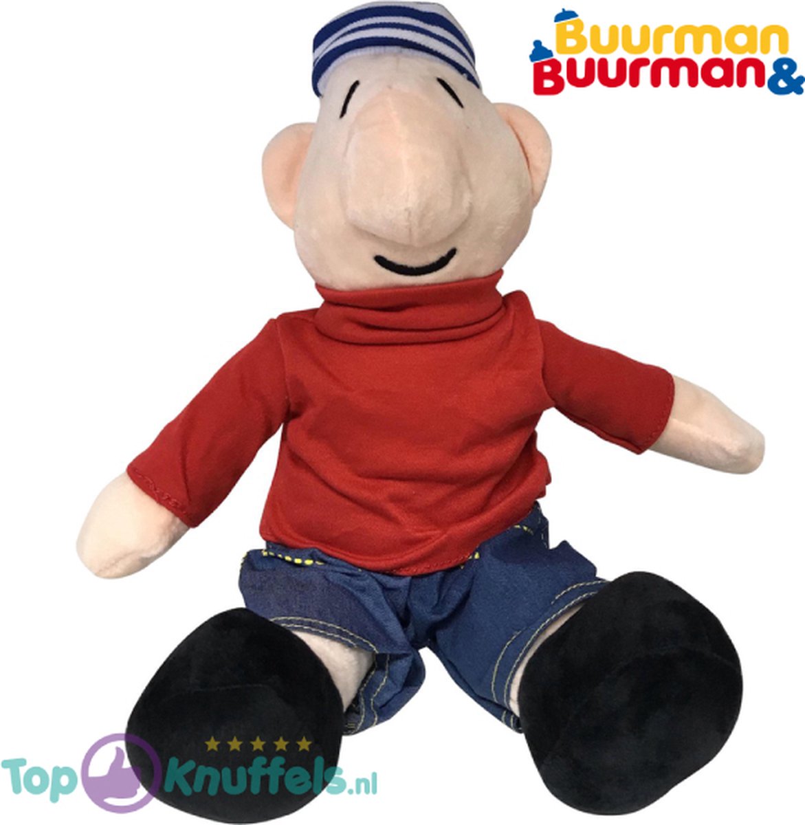 Buurman en Buurman Pluche Knuffel Rood Zittend 35 cm [Buurman & Buurman Plush Toy | Speelgoed Knuffelpop voor kinderen jongens meisjes | Speel en Knuffel met jou favoriete knuffels]